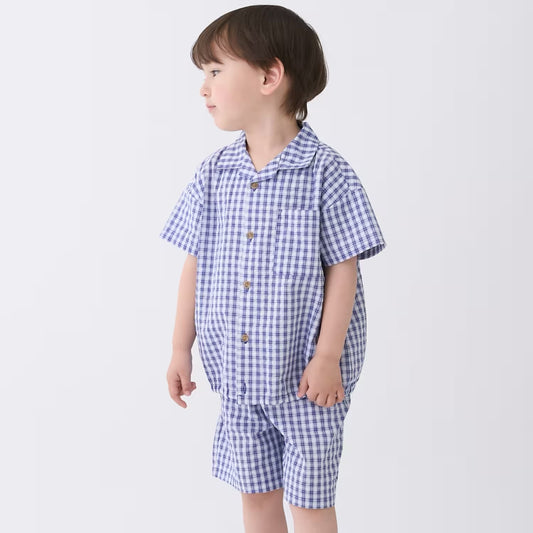 日本童裝 pe#main 格子布帛兩件套裝 80-130cm 男童款 夏季 TOPS PANTS