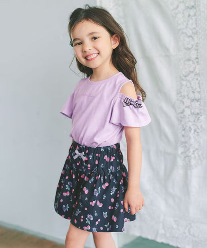 日本童裝 aF#a325 蝴蝶結露肩上衣 90-150cm 女童款 夏季  TOPS