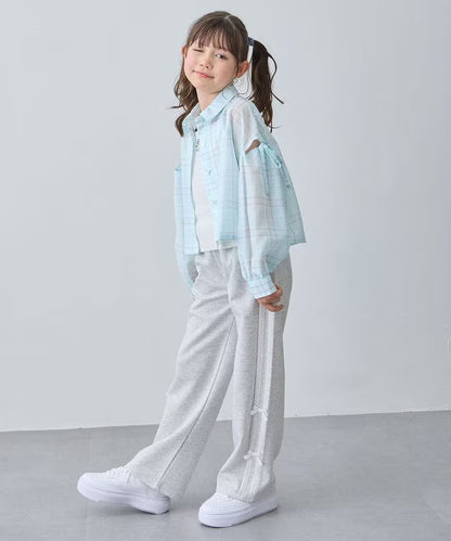 日本童裝 aF#a325 薄透格子襯衫 110-160cm 女童款 夏季 OUTERWEAR