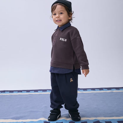 日本童裝 pe#main x【POLO BCS】假兩件襯衫衛衣 80-130cm 男童款 秋季 TOPS