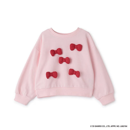 日本童裝 Ly# mine x Sanrio 速乾系列 2Way 前後兩著 Hello Kitty 3D絲帶衛衣 100-140cm 女童款 冬季 TOPS