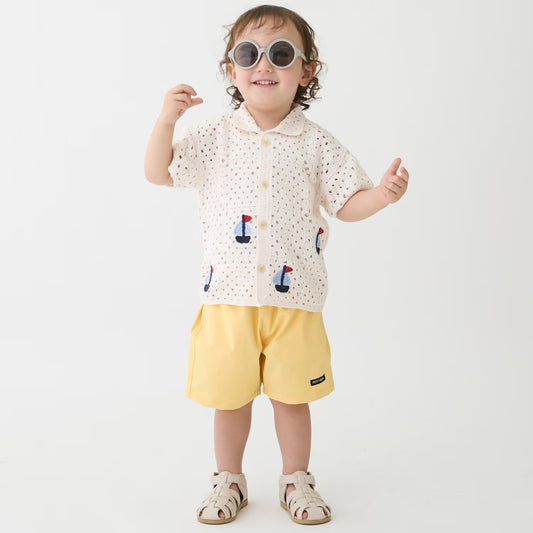 日本童裝 pe#main 鉤針開領襯衫 80-130cm 男童款 夏季 TOPS