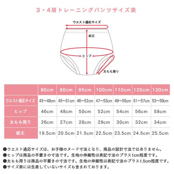 日本直送  防水戒片褲/學習褲 4層 一套3件  90/95/100/110cm 訓練褲