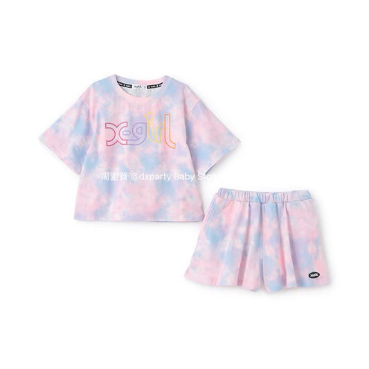 Japanese children's clothing X-girl Stages tie-dye top and culottes two-piece set 80-140cm girls' summer TOPS PANTS 