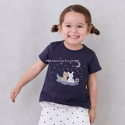 Japanese children's clothing pe#main Starry sky pupu &amp; tete tops 80-130cm girls summer TOPS 