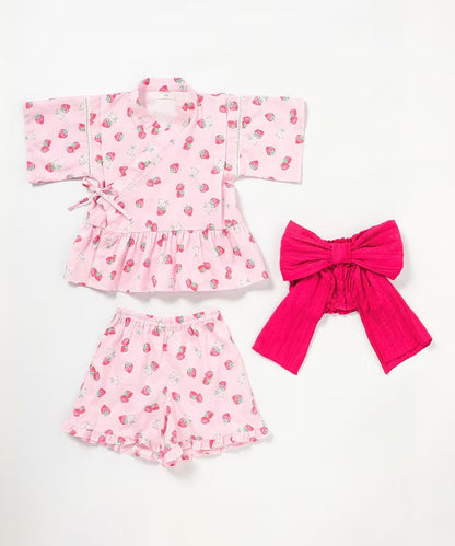 日本童裝 aF#a325 日本甚平 日本和服 90-130cm 女童款 夏季 TOPS PANTS 日本夏祭慶典特輯