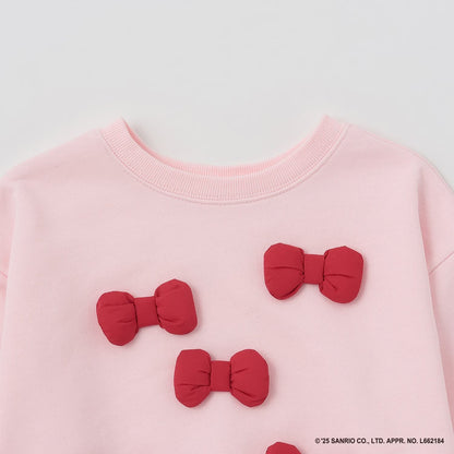 日本童裝 Ly# mine x Sanrio 速乾系列 2Way 前後兩著 Hello Kitty 3D絲帶衛衣 100-140cm 女童款 冬季 TOPS