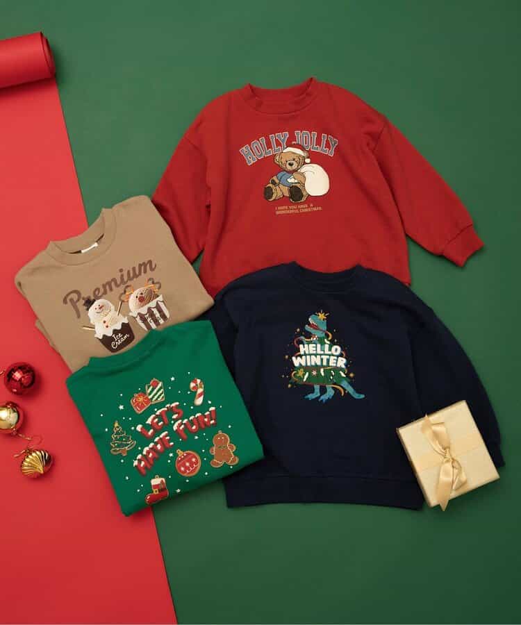 日本童裝 BREEZE 衛衣 80-140cm 男童款/女童款 冬季 Tops Christmas 聖誕快樂特輯 聖誕服裝/飾物配件 聖誕紅/新年紅