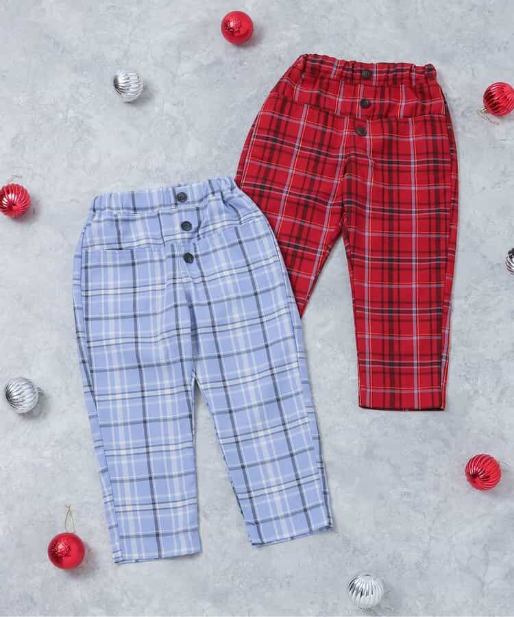 日本童裝 apres les cours 格仔長褲 80-130cm 男童款 冬季 Pants 聖誕紅/新年紅