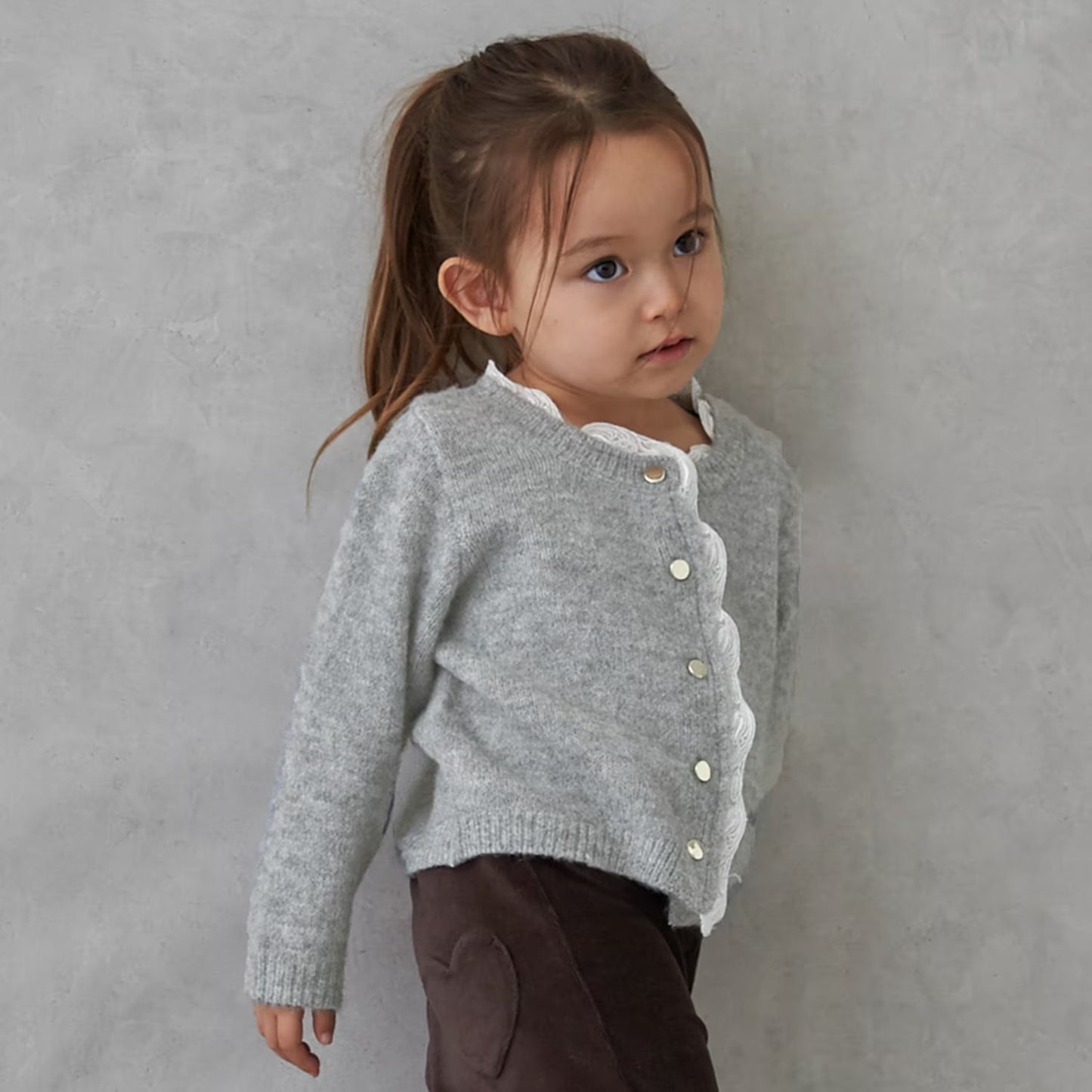 日本童裝 pe#main 蕾絲花邊針織外套 80-130cm 女童款 冬季 OUTERWEAR