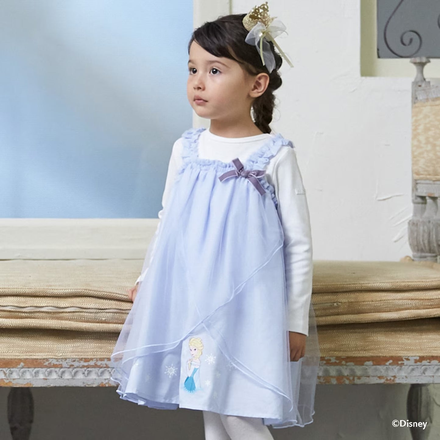 日本童裝 pe#main x Disney Frozen 三件套裝 90-130cm 女童款 冬季 DRESSES OUTERWEAR