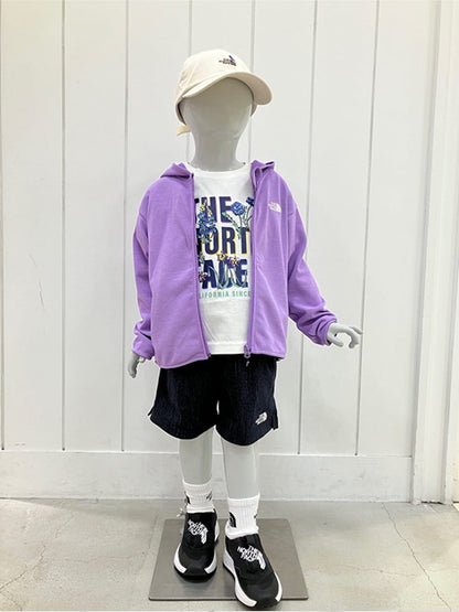 Japanese TNF UV Protection Floral Logo Tops (100-120cm) for Boys and Girls Summer 