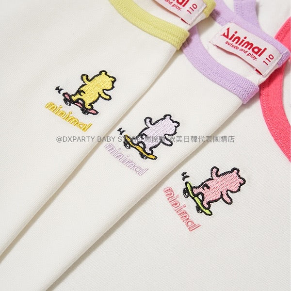 日本童裝 mini#ML 防水 滑板熊刺繡上衣 100-140cm 女童款 夏季 TOPS
