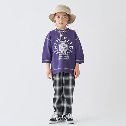 Japanese children's clothing mini#ML line letter print top 90-140cm boy's/girl's summer TOPS 