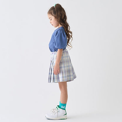 Japanese children's clothing mini#ML plaid pleated skirt pants 90-140cm girls spring and summer PANTS 