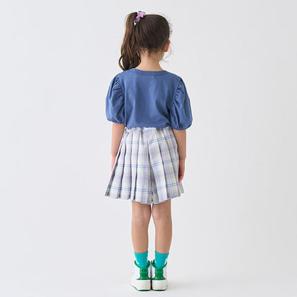 Japanese children's clothing mini#ML plaid pleated skirt pants 90-140cm girls spring and summer PANTS 