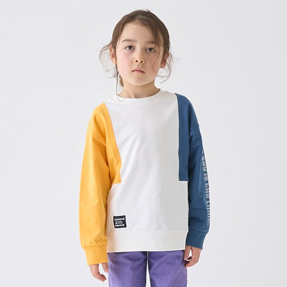 Japanese children's clothing mini#ML cotton two-tone sleeve sweatshirt 90-140cm boys/girls spring and summer TOPS 