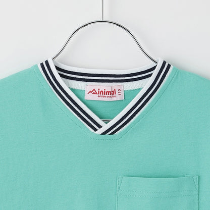 Japanese children's clothing mini #ML anti-fouling V-neck top 90-140cm boys/girls spring and summer TOPS 