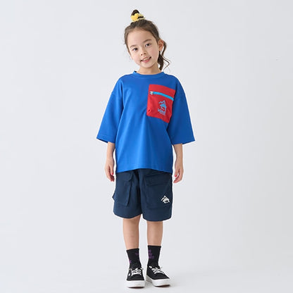 Japanese children's clothing mini#ML waterproof series zipper pocket top 90-140cm boys/girls summer TOPS 