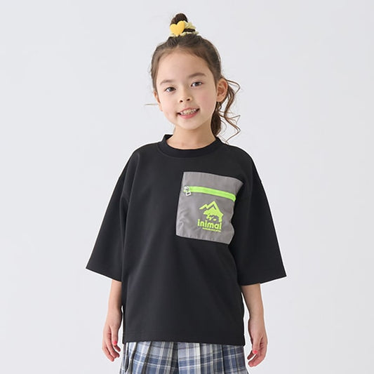 Japanese children's clothing mini#ML waterproof series zipper pocket top 90-140cm boys/girls summer TOPS 