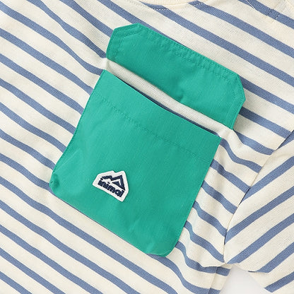 Japanese children's clothing mini#ML mountain series pocket striped top 90-140cm boys/girls summer TOPS 