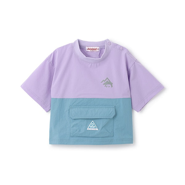 Japanese children's clothing mini#ML mountain pocket color block top 90-140cm boy's summer TOPS 