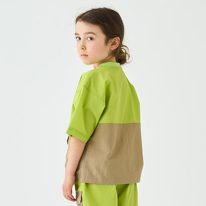Japanese children's clothing mini#ML mountain pocket color block top 90-140cm boy's summer TOPS 