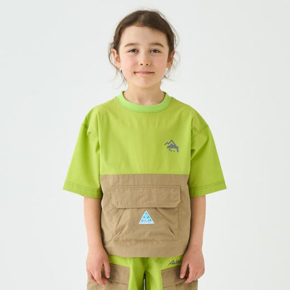 Japanese children's clothing mini#ML mountain pocket color block top 90-140cm boy's summer TOPS 