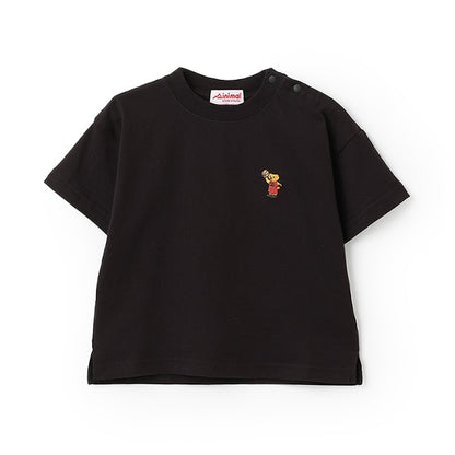 Japanese children's clothing mini#ML anti-fouling series sports embroidered bear top 90-140cm boys/girls summer TOPS 