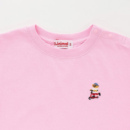 Japanese children's clothing mini#ML anti-fouling series sports embroidered bear top 90-140cm boys/girls summer TOPS 