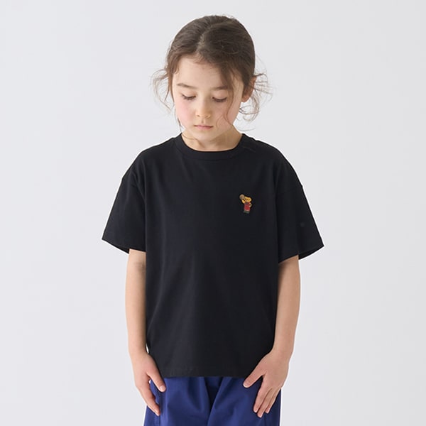 Japanese children's clothing mini#ML anti-fouling series sports embroidered bear top 90-140cm boys/girls summer TOPS 