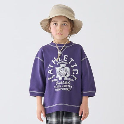 Japanese children's clothing mini#ML line letter print top 90-140cm boy's/girl's summer TOPS 