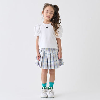Japanese children's clothing mini #ML anti-fouling series puff sleeve top 90-140cm girls summer TOPS 