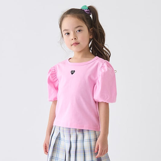 Japanese children's clothing mini #ML anti-fouling series puff sleeve top 90-140cm girls summer TOPS
