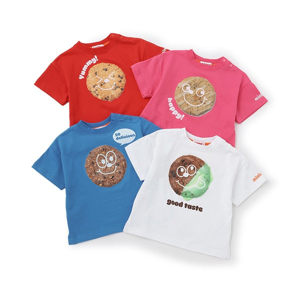 Japanese children's clothing mini#ML x ovgo Baker Cookie short-sleeved top 90-140cm boys/girls summer TOPS 