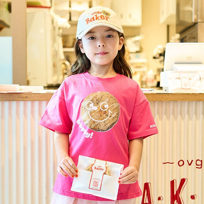 Japanese children's clothing mini#ML x ovgo Baker Cookie short-sleeved top 90-140cm boys/girls summer TOPS 