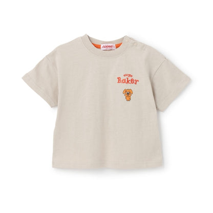 Japanese children's clothing mini#ML x ovgo Baker cute short-sleeved top 90-140cm boys/girls summer TOPS 