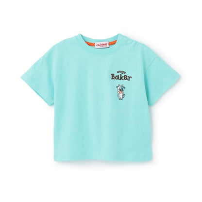 Japanese children's clothing mini#ML x ovgo Baker cute short-sleeved top 90-140cm boys/girls summer TOPS 