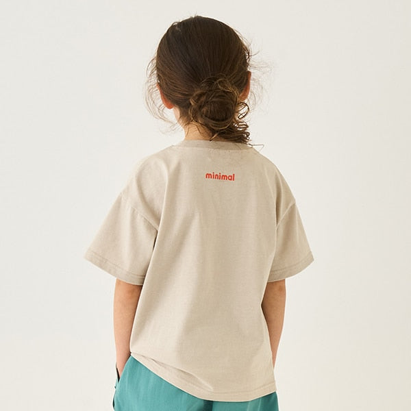 Japanese children's clothing mini#ML x ovgo Baker cute short-sleeved top 90-140cm boys/girls summer TOPS 
