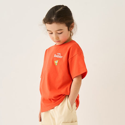 Japanese children's clothing mini#ML x ovgo Baker cute short-sleeved top 90-140cm boys/girls summer TOPS 