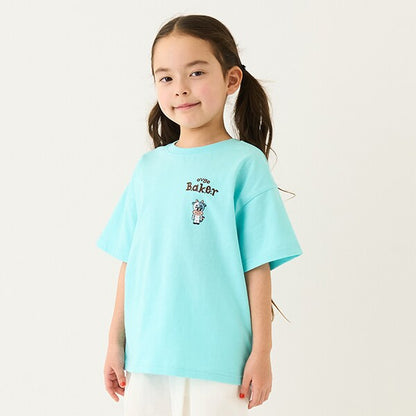 Japanese children's clothing mini#ML x ovgo Baker cute short-sleeved top 90-140cm boys/girls summer TOPS 