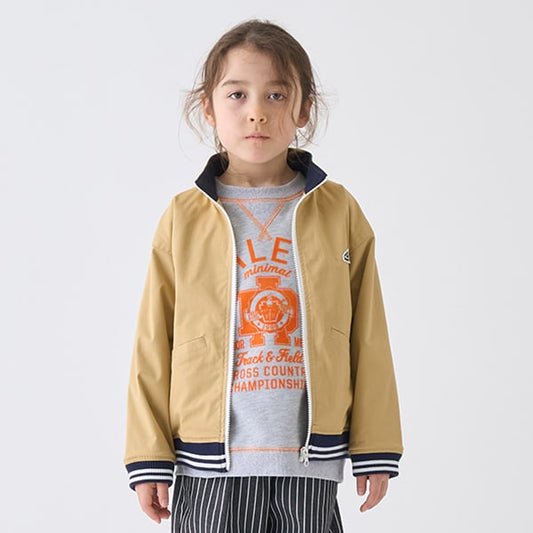 Japanese children's clothing mini#ML stand collar ribbed zipper jacket 100-140cm boys/girls spring and summer OUTERWEAR 