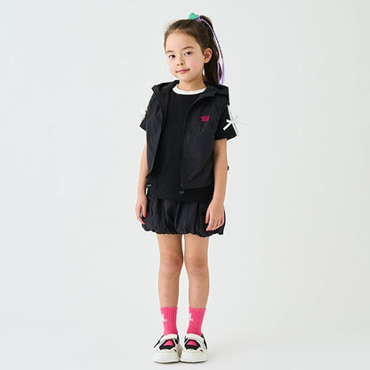 Japanese children's clothing mini#ML waterproof series lightweight breathable hooded vest jacket 100-140cm girls summer outerwear 