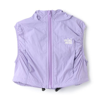 Japanese children's clothing mini#ML waterproof series lightweight breathable hooded vest jacket 100-140cm girls summer outerwear 