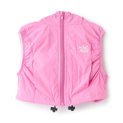 Japanese children's clothing mini#ML waterproof series lightweight breathable hooded vest jacket 100-140cm girls summer outerwear 