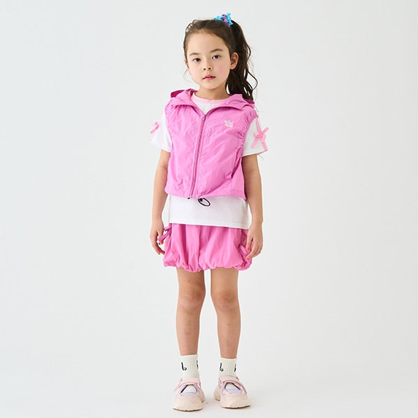 Japanese children's clothing mini#ML waterproof series lightweight breathable hooded vest jacket 100-140cm girls summer outerwear 