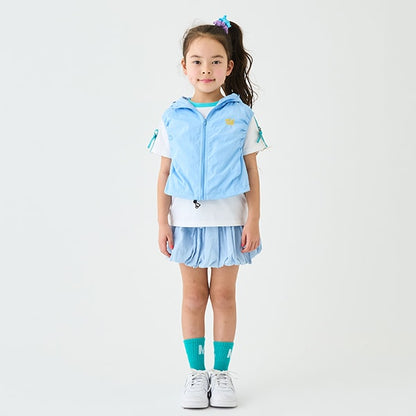 Japanese children's clothing mini#ML waterproof series lightweight breathable hooded vest jacket 100-140cm girls summer outerwear 
