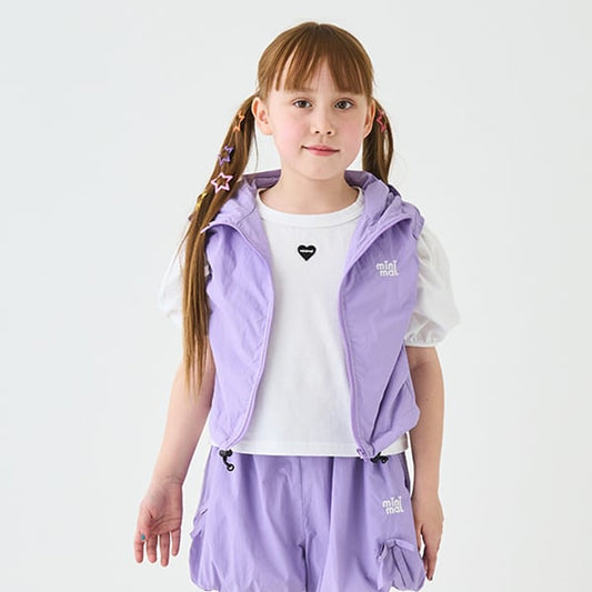 Japanese children's clothing mini#ML waterproof series lightweight breathable hooded vest jacket 100-140cm girls summer outerwear 