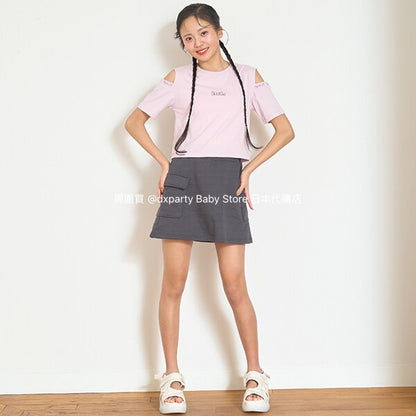 Lovetoxic Japanese children's clothing contact cold off-the-shoulder top and skirt two-piece set 140-160cm girls summer TOPS SKIRTS 