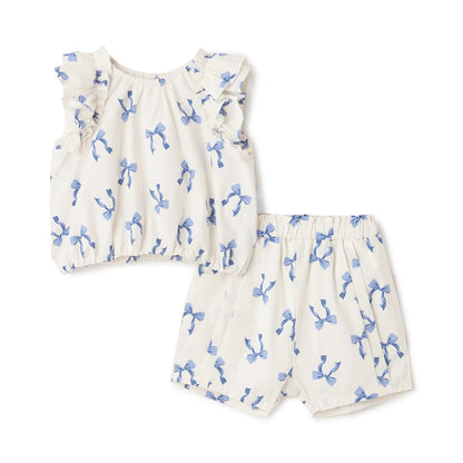 日本童裝 pe#main 蝴蝶結圖案兩件套裝 80-130cm 女童款 夏季 TOPS PANTS